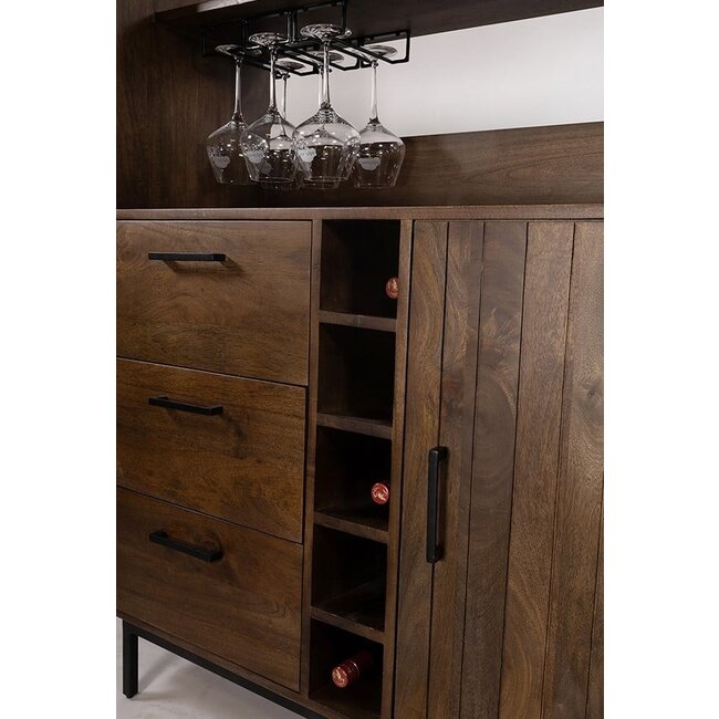 MySons Barkast Vrystaat  2 schuifdeuren en 3 lades Mango Brown Walnut