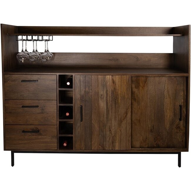 MySons Barkast Vrystaat  2 schuifdeuren en 3 lades Mango Brown Walnut