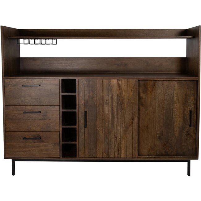 MySons Barkast Vrystaat  2 schuifdeuren en 3 lades Mango Brown Walnut