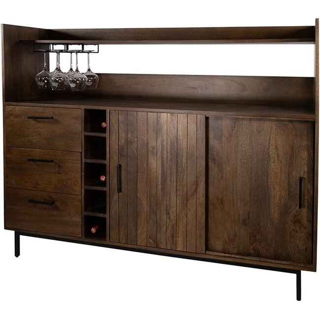 MySons Barkast Vrystaat  2 schuifdeuren en 3 lades Mango Brown Walnut