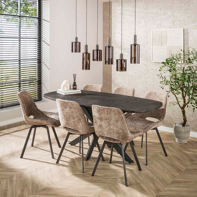 WoonStijl Eettafel 180 deens ovaal Metallic