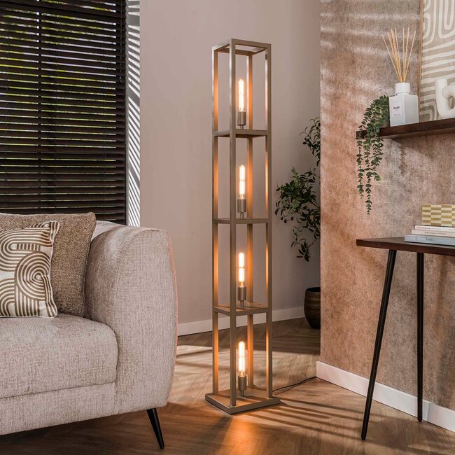 WoonStijl Vloerlamp 4L Quadra Beige