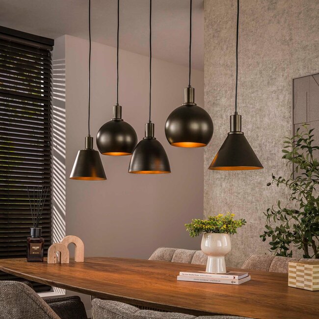 WoonStijl Hanglamp 5L Metallo mix Sienne bruin