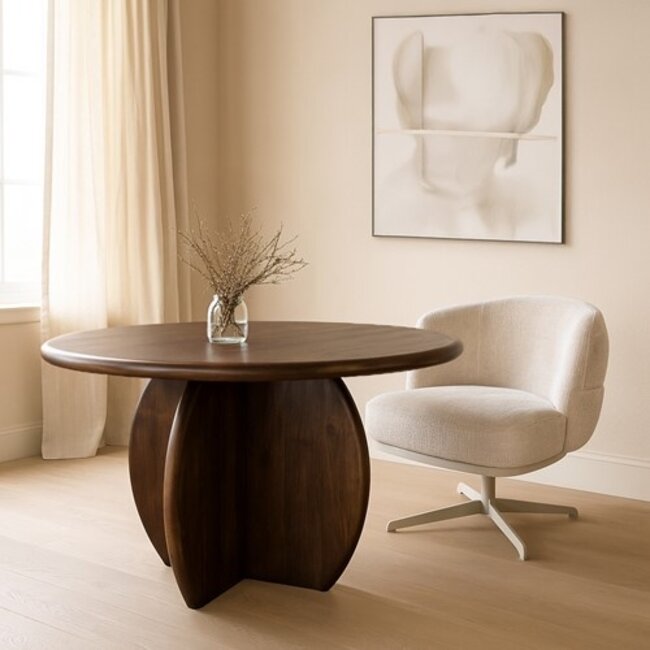MySons Eetkamertafel Belly Ø130, Mango Brown Walnut