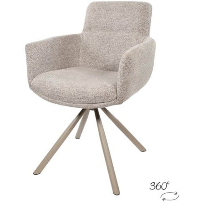 Nijwie Eetkamerstoel Harry - draaipoot 360 - Sandy 121