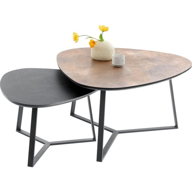 Nijwie Salontafel Ziggy set van 2 organisch - brons galaxy & zwart