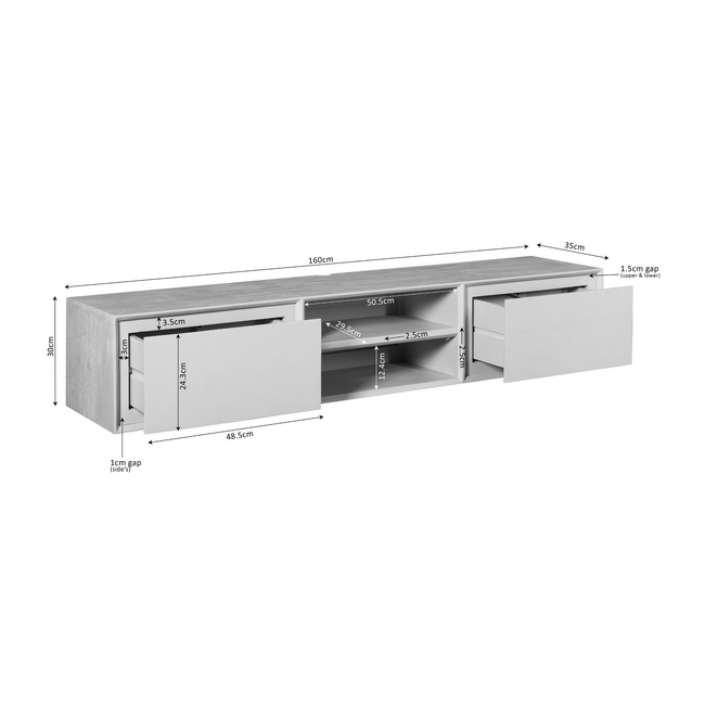 Starfurn Zwevend tv meubel Ambiance Brown | 160 cm