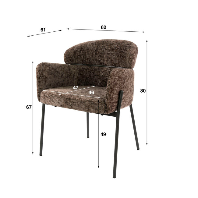 WoonStijl Eetkamerstoel ronde rug Curva Hoven Taupe