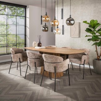 WoonStijl Eetkamerstoel ronde rug Curva Hoven Champagne