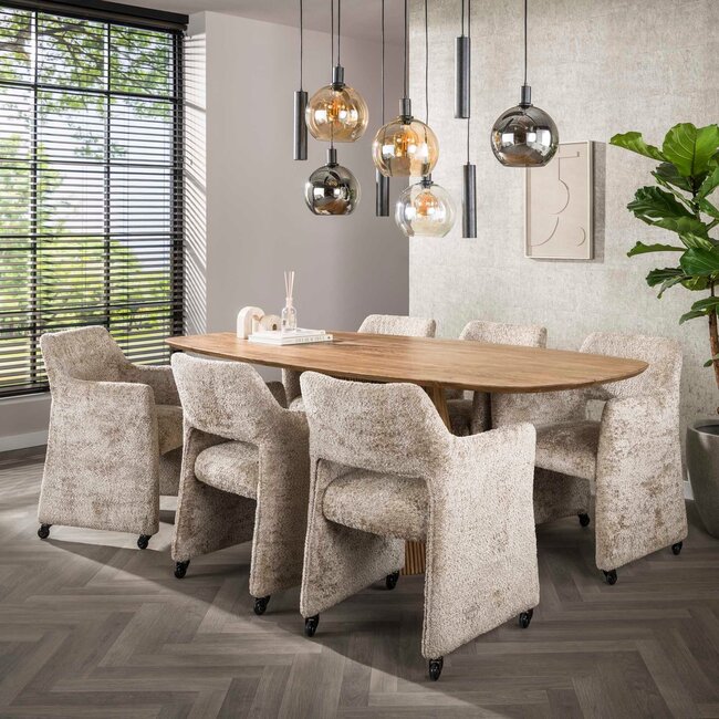 WoonStijl Armstoel Forma Elite wieltjes Alura zand