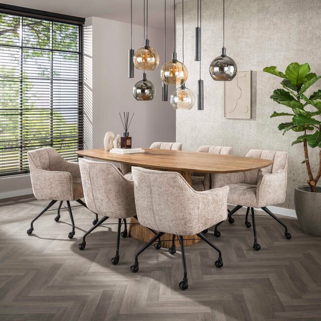 WoonStijl Armstoel Raster wieltjes Hoven zand