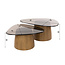WoonStijl Salontafel Tinto driehoekig set set van 2 salontafels met brons glas