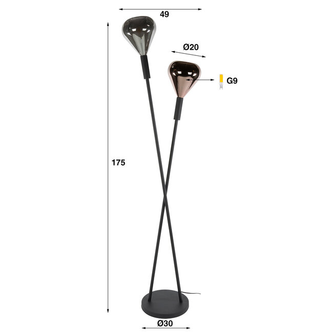 WoonStijl Vloerlamp Wings 2-lichts