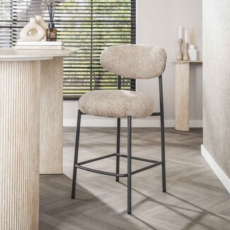 WoonStijl Barstoel Round Cargo zand - Frame antraciet