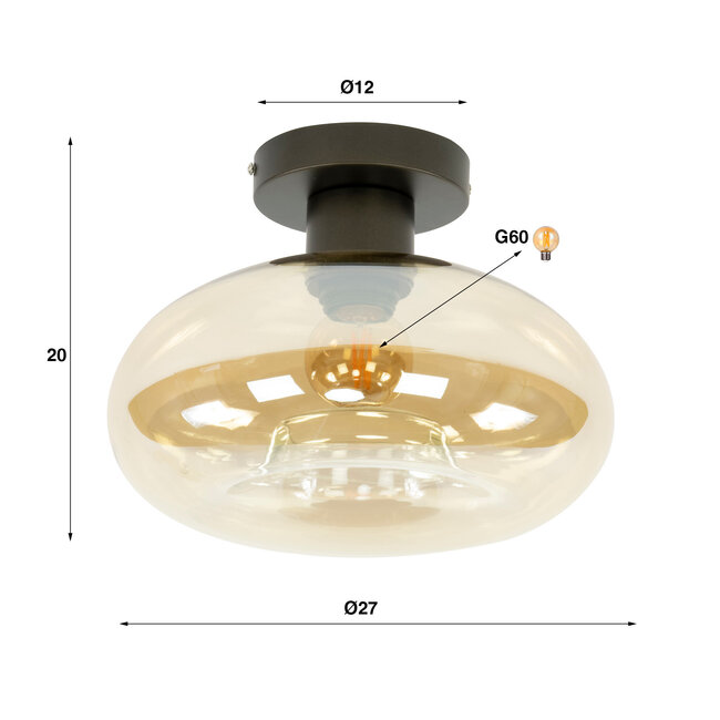 WoonStijl Plafondlamp Soll Amber glas