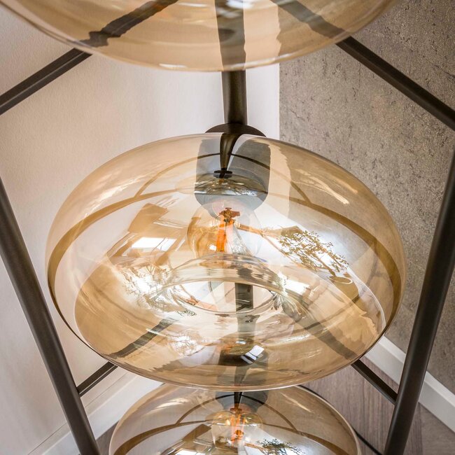 WoonStijl Vloerlamp Soll 4-lichts Amber glas