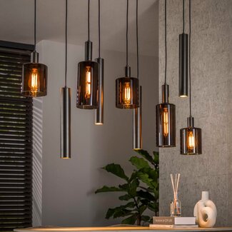 WoonStijl Hanglamp Sepiora 5+4-lichts Sienna bruin WoonStijl Hanglamp Sepiora 5+4-lichts Sienna bruin