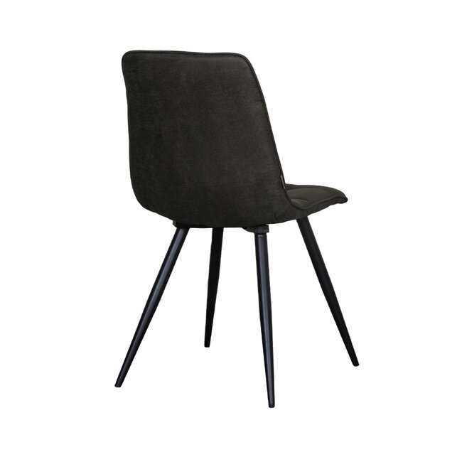 Label51 Eetkamerstoel Bistro - Antraciet - Micro Suede - Black Frame