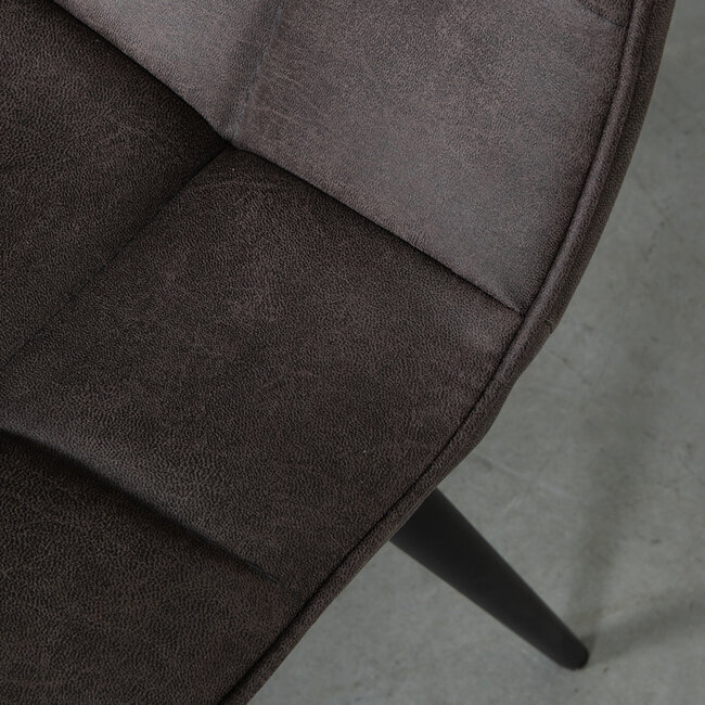 Label51 Eetkamerstoel Bistro - Antraciet - Micro Suede - Black Frame