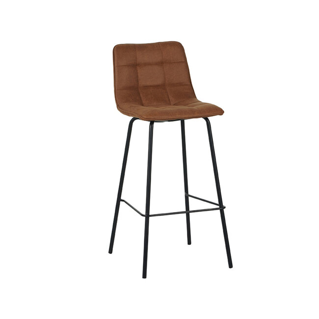 Label51 Barkruk Bistro - Cognac - Micro Suede - Zithoogte 78