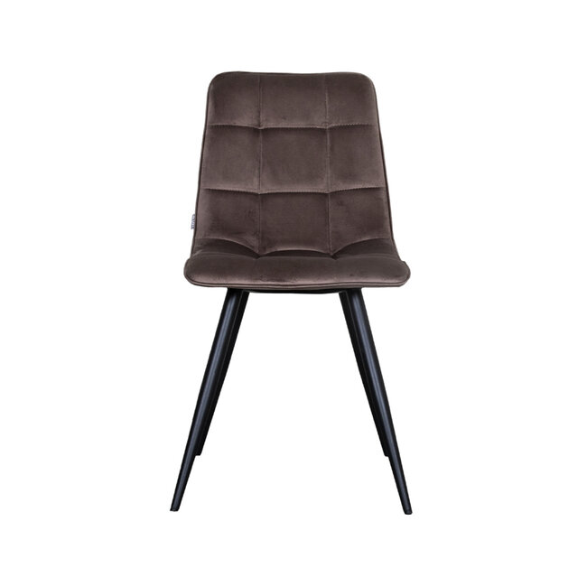 Label51 Eetkamerstoel Bistro - Taupe - Fluweel - Black Frame
