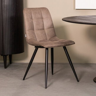 Label51 Eetkamerstoel Bistro - Taupe - Micro Suede - Black Frame Label51 Eetkamerstoel Bistro - Taupe - Micro Suede - Black Frame