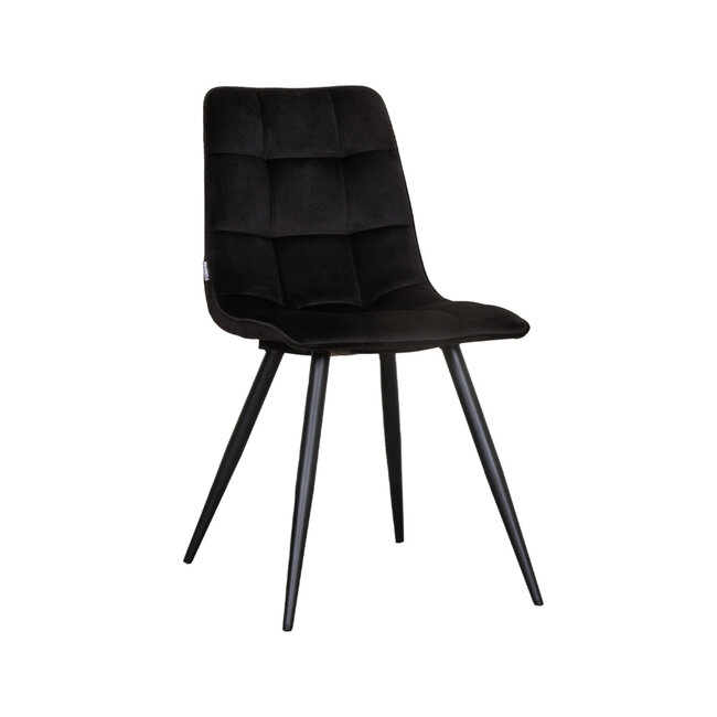 Label51 Eetkamerstoel Bistro - Zwart - Fluweel - Black Frame
