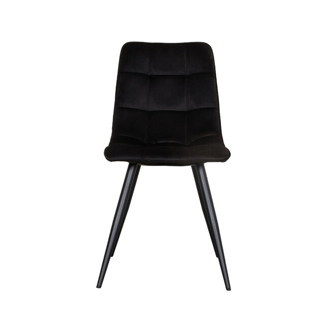 Label51 Eetkamerstoel Bistro - Zwart - Fluweel - Black Frame