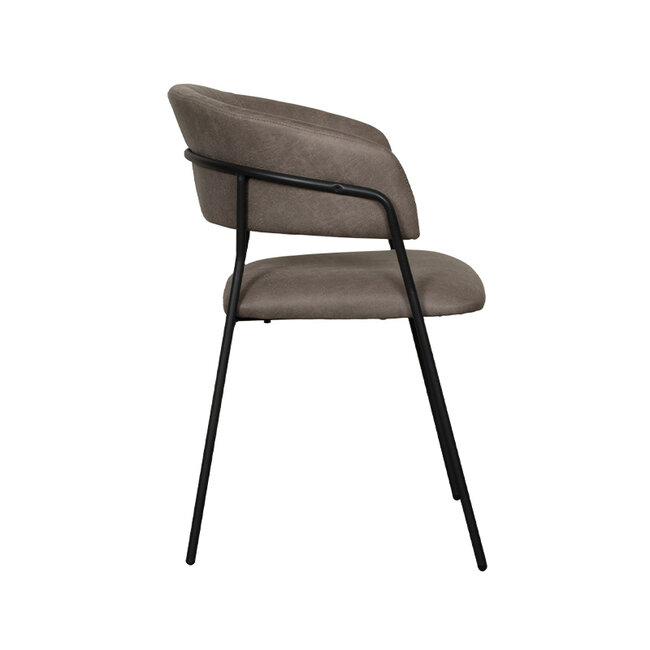 Label51 Eetkamerstoel Luuk - Taupe - Micro Suede - Black Frame