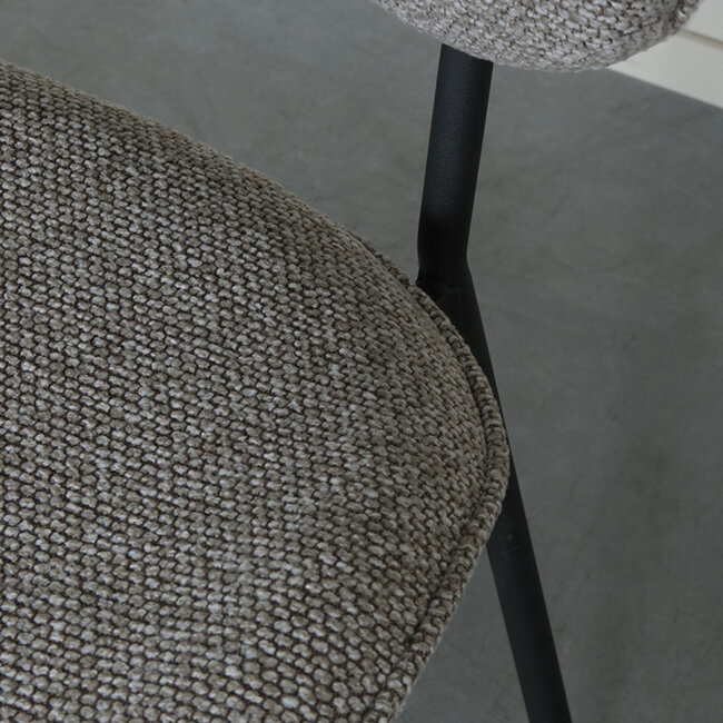 Label51 Eetkamerstoel Senn - Mushroom - Boucle - Black Frame