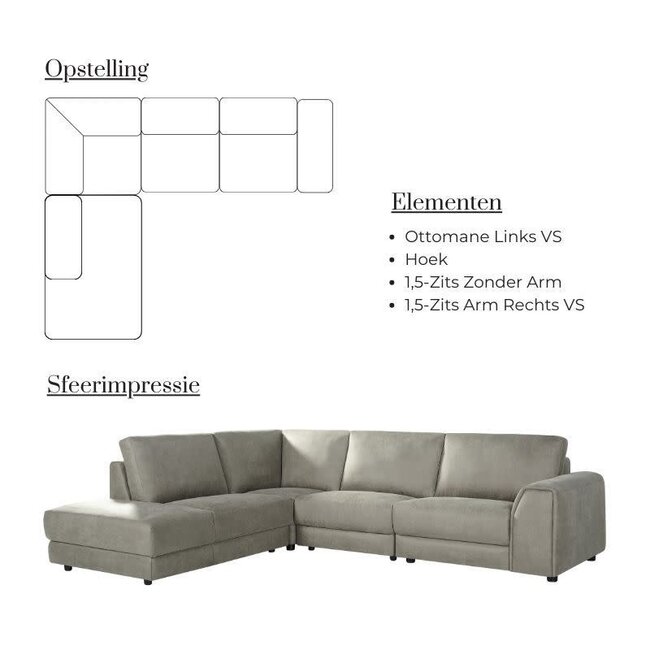 Label51 Hoekbank Tivoli Links taupe