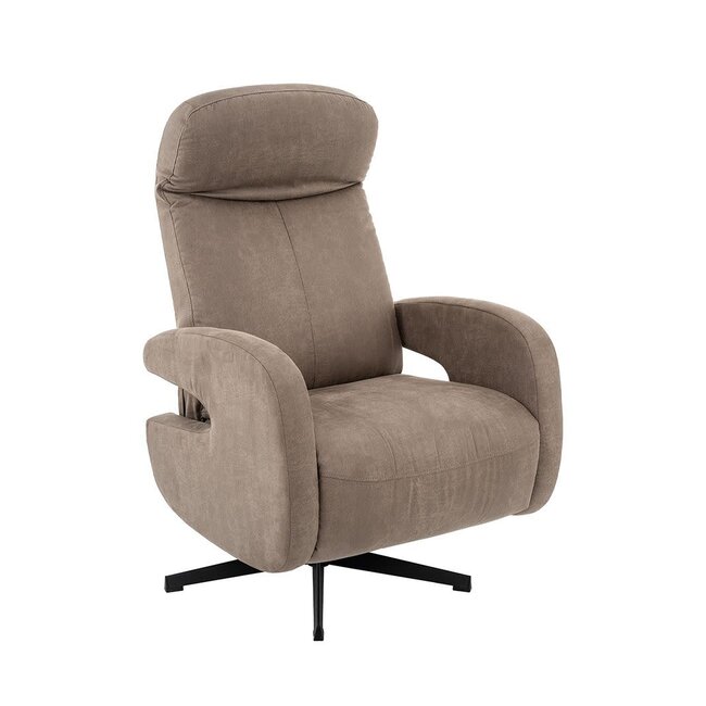 Label51 LABEL51 Relaxfauteuil Esbjerg Taupe Micro Suede – Luxe Manuele Relaxstoel