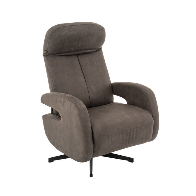 Label51 LABEL51 Relaxfauteuil Esbjerg Antraciet Micro Suede – Luxe Manuele Relaxstoel
