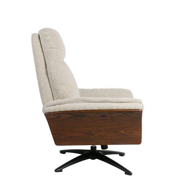 Label51 Relaxfauteuil Zenza + Hocker Naturel Royal Boucle | Walnoot Eiken