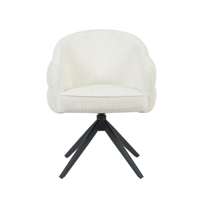 Starfurn Eetkamerstoel Bella | Off White | Poot Black | Met armleuning
