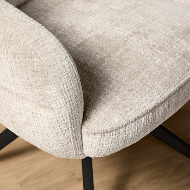 Starfurn Eetkamerstoel Bella | Off White | Poot Black | Met armleuning