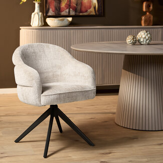 Starfurn Eetkamerstoel Bella | Off White | Poot Black | Met armleuning