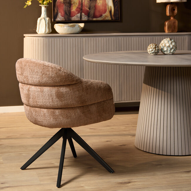 Starfurn Eetkamerstoel Bella | Cinnamon | Poot Black | Met armleuning