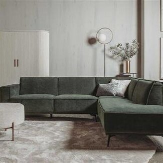 Tower Living Bank Leeds - 2,5 zits + ottomane  Rechts - City 355 Flesgroen - Showroommodel