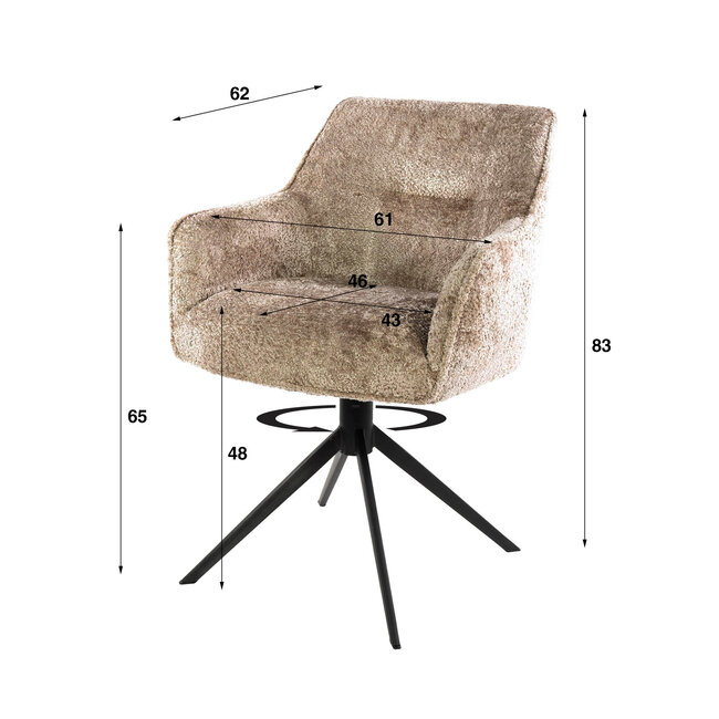 WoonStijl Armstoel Pull draaibaar Alura zand