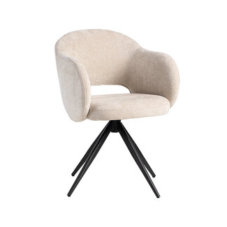 Label51 Eetkamerstoel Lela - Naturel - Elite - Zwart onderstel
