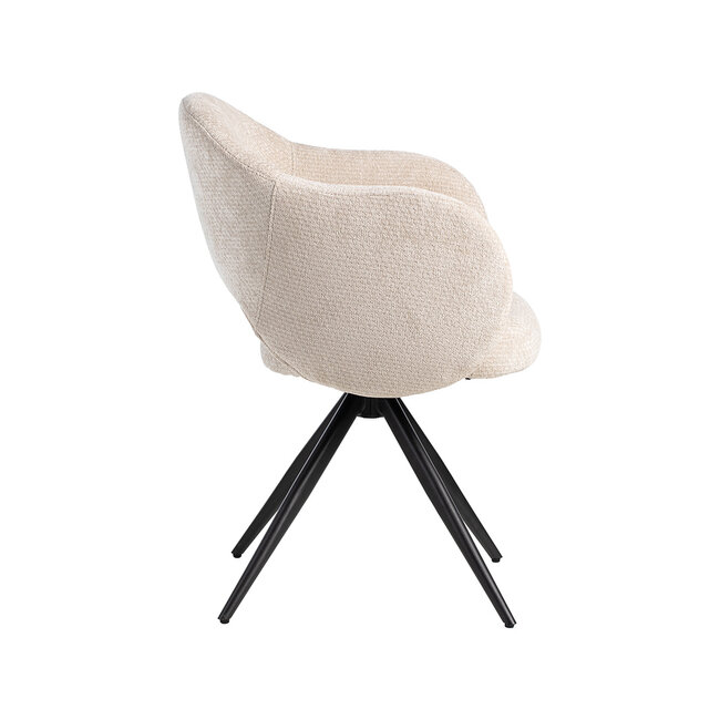 Label51 Eetkamerstoel Lela - Naturel - Elite - Zwart onderstel
