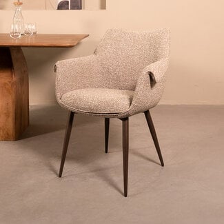 Label51 Eetkamerstoel Mirai - Mushroom - Royal Boucle - Brons onderstel