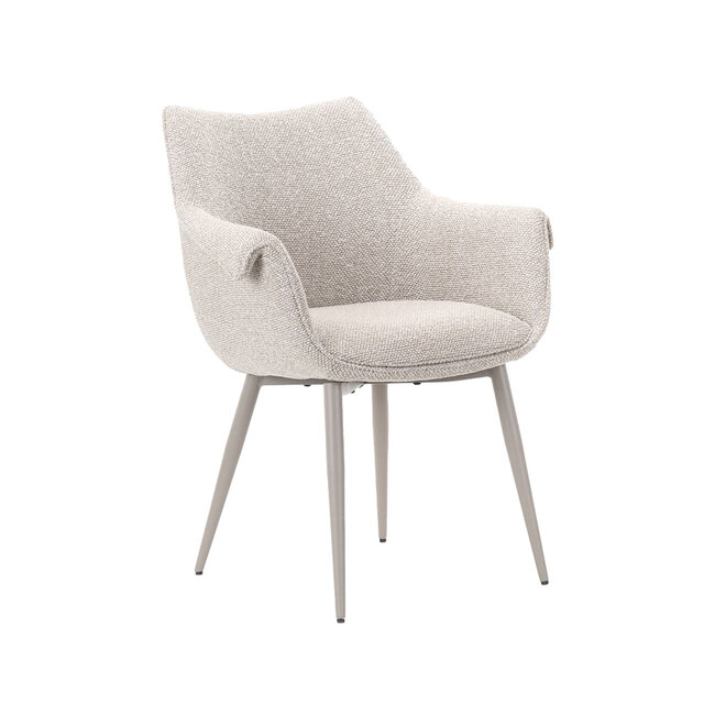 Label51 Eetkamerstoel Mirai - Naturel - Royal Boucle - Taupe metaal