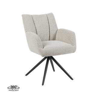 Label51 Eetkamerstoel Padua - Naturel - Royal Boucle - Zwart onderstel