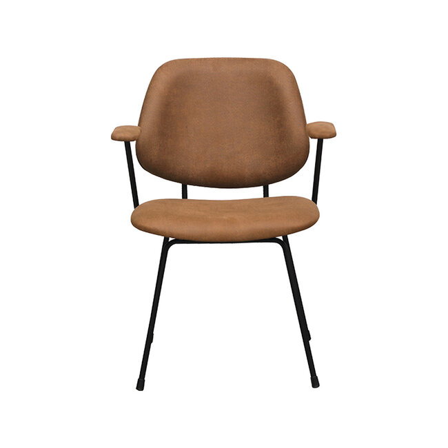 Label51 Eetkamerstoel Rivano - Cognac - Micro Suede - Zwart