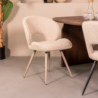Label51 Eetkamerstoel Sakura - Naturel - Royal Boucle - Taupe onderstel