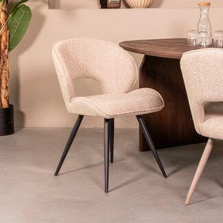 Label51 Eetkamerstoel Sakura - Naturel - Royal Boucle - Zwart