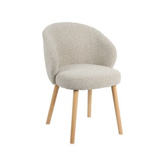 Label51 Eetkamerstoel Shiro - Naturel - Royal Boucle - Naturel Houten Frame