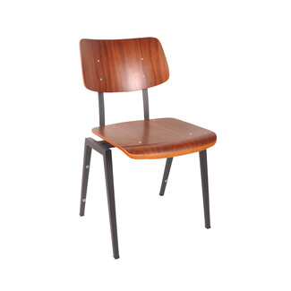 Label51 Eetkamerstoel Stapelbaar - Bruin - Hout - Zwart